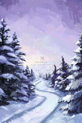 冬天白雪覆盖寒冷唯美雪景大寒插画背景