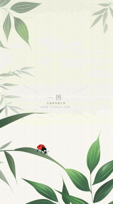 春天国风插画绿叶上的昆虫惊蛰插画背景 春天国风插画绿叶上的昆虫惊蛰插画背景