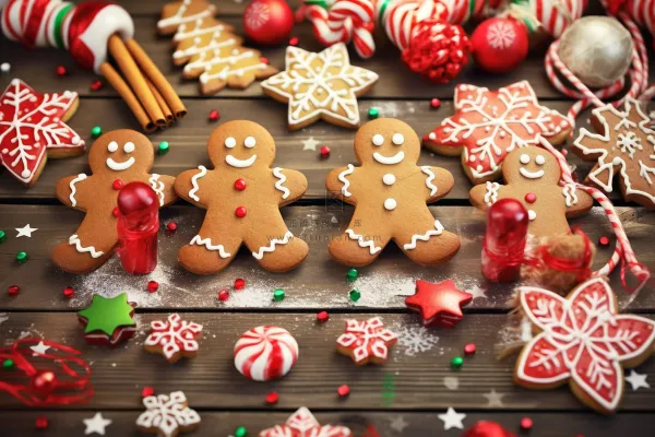 圣诞糖果姜饼人雪花饼干摄影图 圣诞糖果姜饼人雪花饼干摄影图