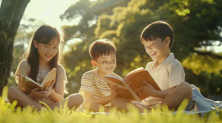 公园草坪看书阅读的学生孩子们知识兴趣世界读书日摄影图