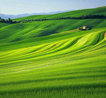 春天连绵山脉绿色草地郊游，清新惊蛰春分摄影图