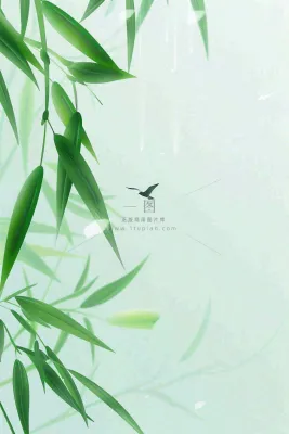 春夏绿竹竹叶燕子清雅小清新清明端午插画背景