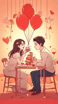 甜蜜情人节情侣爱情陪伴，爱心520温馨