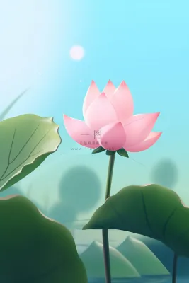 粉蓝色清爽夏日大气花朵扁平背景 粉蓝色清爽夏日大气花朵扁平背景