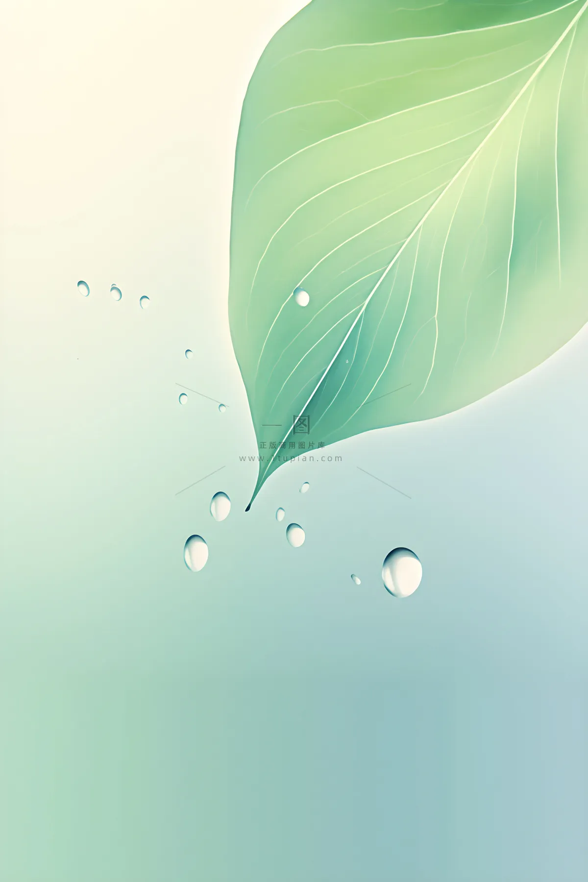 简约清新渐变黄绿色树叶纹理背景