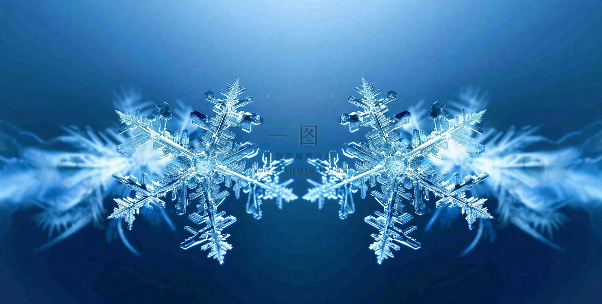 冬季雪花水晶蓝色寒冷小寒大寒大雪摄影图