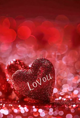 红色爱心love灯光亮片浪漫闪耀情人节七夕背景