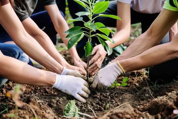 植树树苗保护环境摄影图