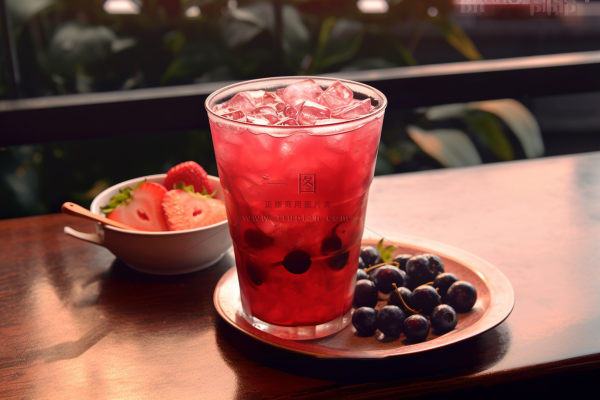 莓果鸡尾酒果茶冰镇饮料摄影图