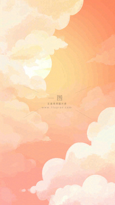 粉黄色渐变温暖云层白云可爱插画手绘