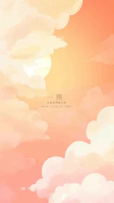 粉黄色渐变温暖云层白云可爱插画手绘