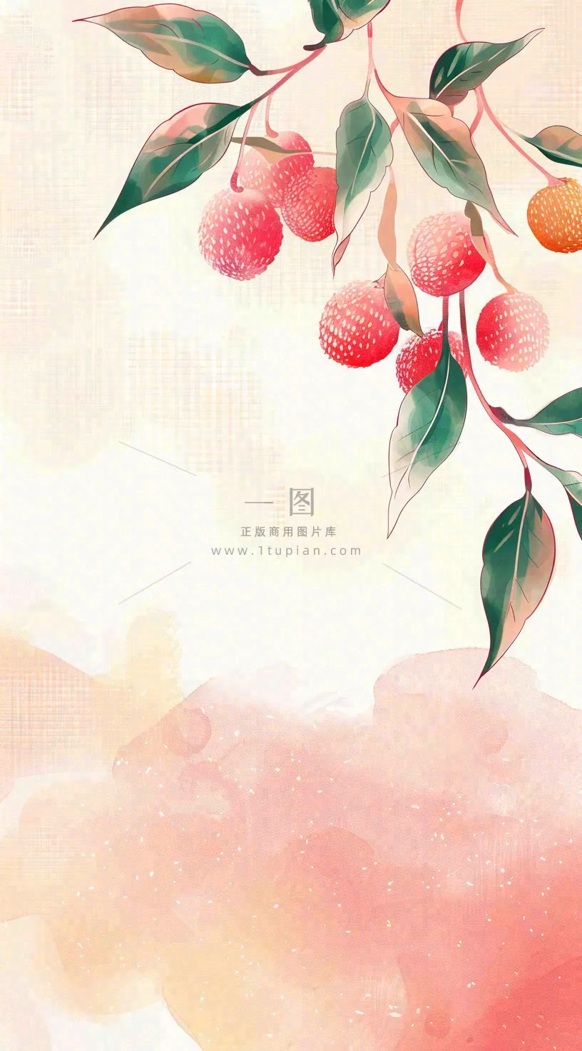 秋天挂满果实的树枝秋收水彩国画插画立秋秋分背景