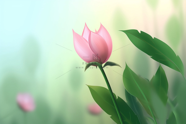 粉蓝色清爽夏日大气花朵扁平背景 粉蓝色清爽夏日大气花朵扁平背景