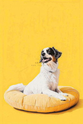 萌宠宠物小狗边牧动物黄色背景