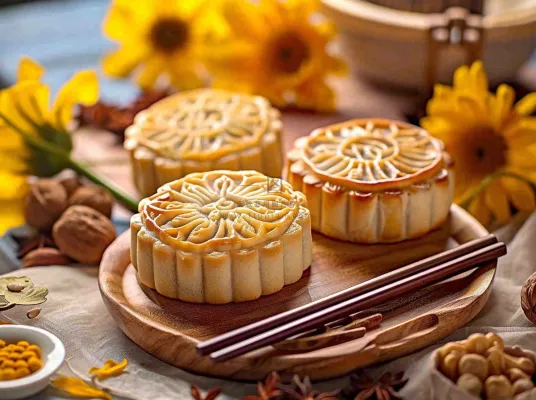 月饼中秋美食摄影图