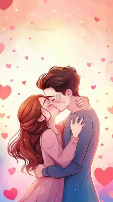 简约渐变浪漫爱心情侣情人节温馨爱情