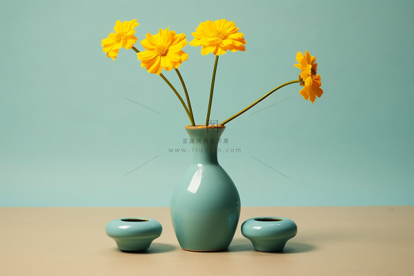 花瓶里的菊花小雏菊橘黄色家居摄影图