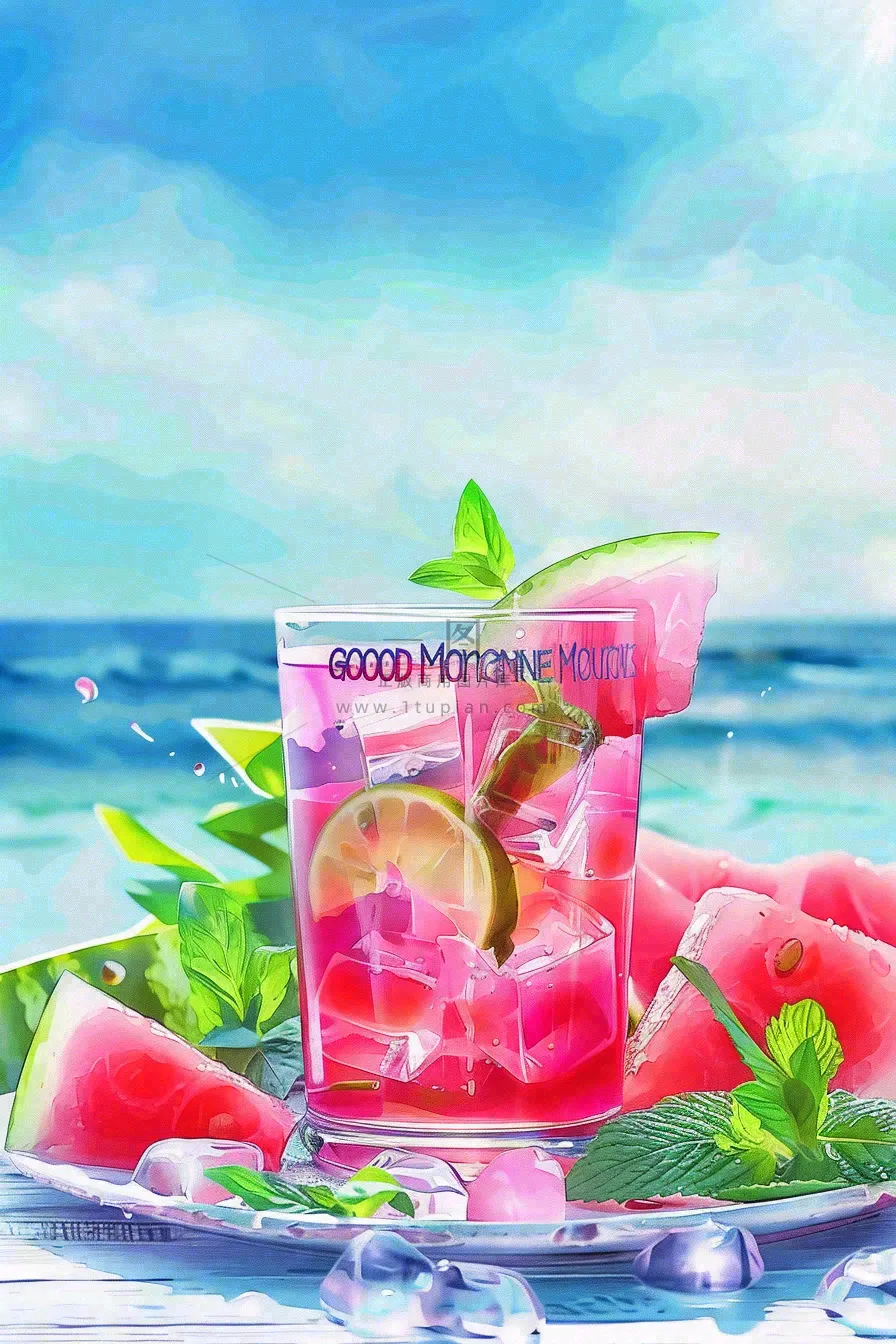 夏日冰镇饮料西瓜解暑小暑大暑摄影图