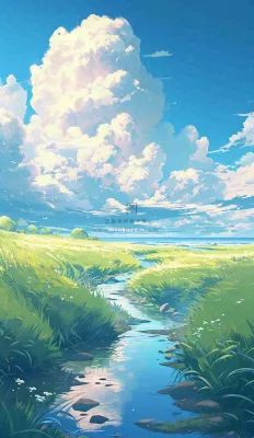 春天河边青草池塘蓝天白云，立春