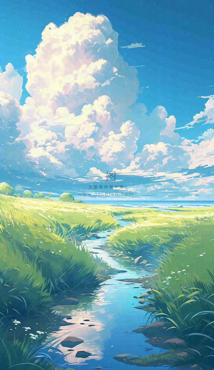 春天河边青草池塘蓝天白云,立春