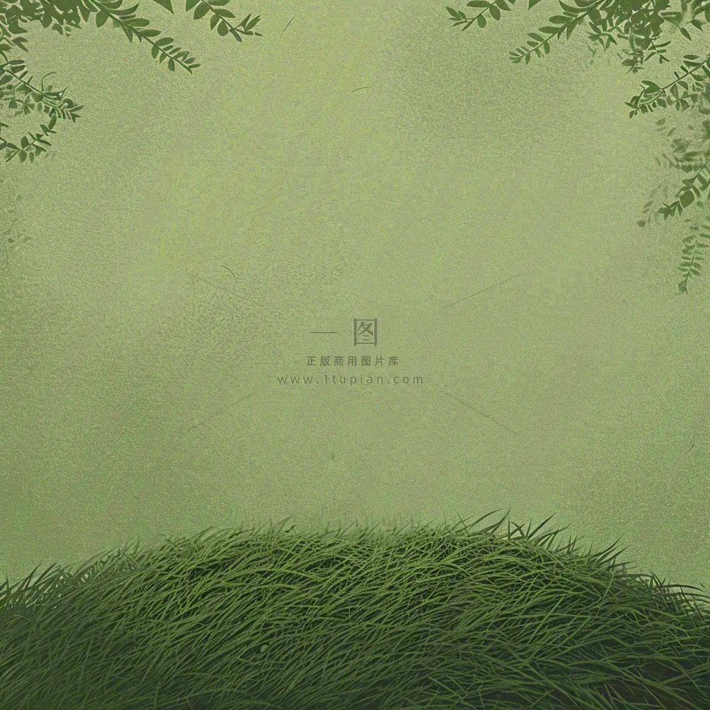 春天手绘绿草绿树