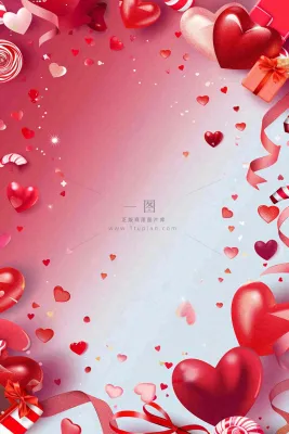 粉色礼物爱心妇女节情人节七夕插画背景