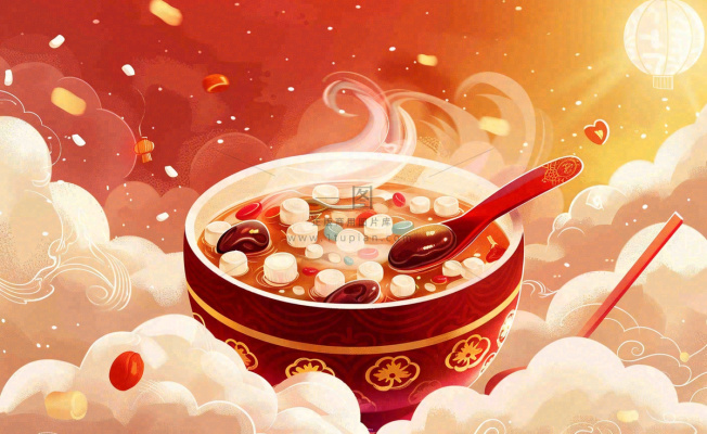 腊八粥传统美食国潮风插画腊八节插画背景
