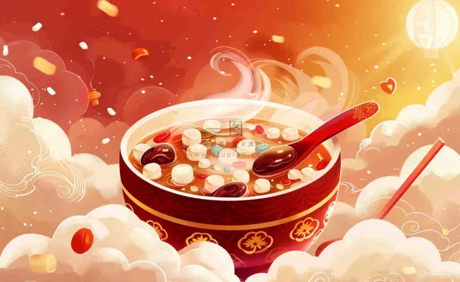 腊八粥传统美食国潮风插画腊八节插画背景