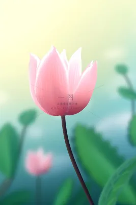 粉蓝色清爽夏日大气花朵扁平背景 粉蓝色清爽夏日大气花朵扁平背景