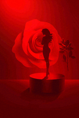 红色玫瑰花展台女生节女神妇女节情人节七夕插画背景