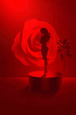 红色玫瑰花展台女生节女神妇女节情人节七夕插画背景