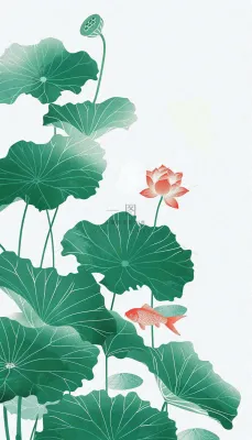夏天荷花荷叶清凉小清新淡雅立夏夏至暑插画背景 夏天荷花荷叶清凉小清新淡雅立夏夏至暑插画背景