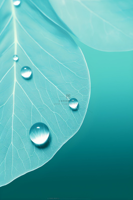 树叶露珠青色大气意境背景 树叶露珠青色大气意境背景