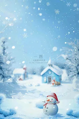 冬天白雪覆盖寒冷唯美雪景大寒插画背景