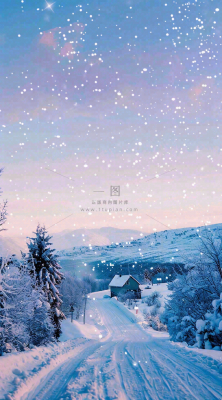 冬天白雪覆盖寒冷唯美雪景大寒插画背景