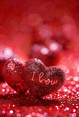 红色爱心love灯光亮片浪漫闪耀情人节七夕背景