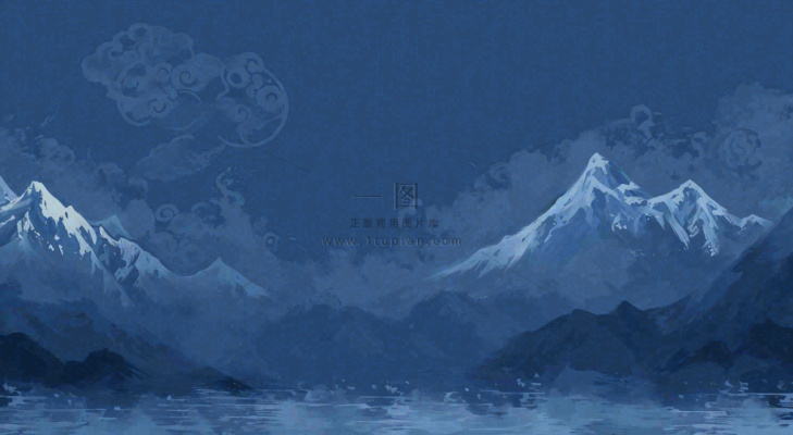中国风意境山脉雪山海浪蓝色云层,末日暗黑恐怖 中国风意境山脉雪山海浪蓝色云层,末日暗黑恐怖