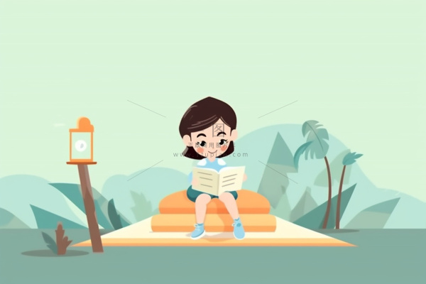 儿童学习书本淡绿插画背景