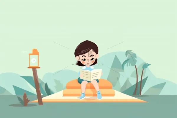 儿童学习书本淡绿插画背景