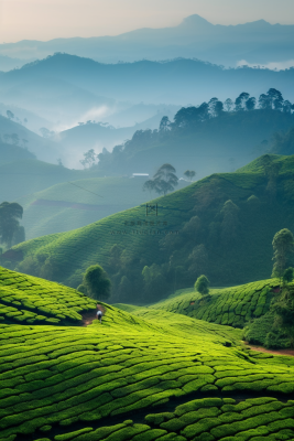 森林高山雾气萦绕摄影图