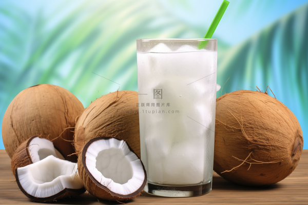 夏日椰汁椰子果汁摄影图