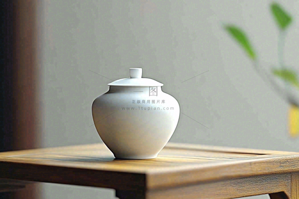 白色瓷器茶叶罐茶道摄影图