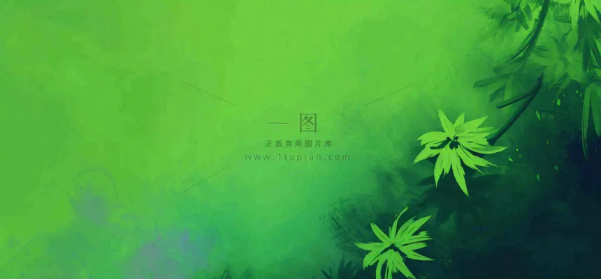 绿色简约绿植绿叶手绘插画笔墨意境 绿色简约绿植绿叶手绘插画笔墨意境