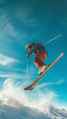 冬季冰雪极限滑雪旅行比赛，体育运动摄影图