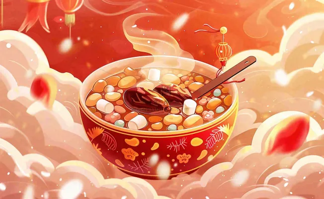 腊八粥传统美食国潮风插画腊八节插画背景