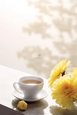简约菊花茶清新大气黄色海报背景 简约菊花茶清新大气黄色海报背景