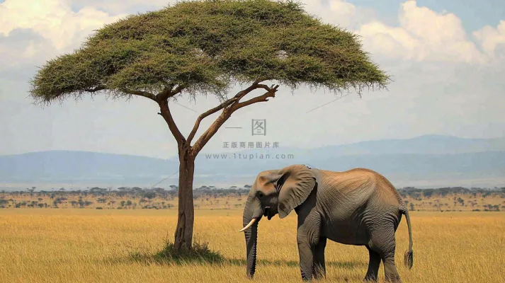 非洲大草原大象象群野生动物保护动物摄影图