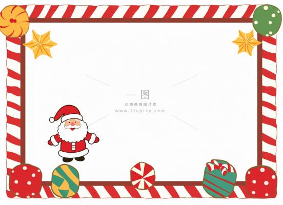 圣诞边框装饰圣诞树圣诞老人可爱卡插画背景 圣诞边框装饰圣诞树圣诞老人可爱卡插画背景
