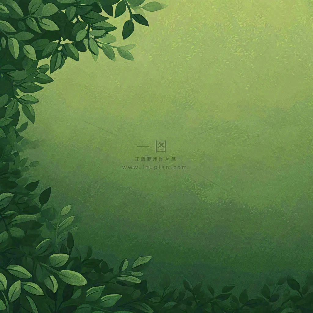 春天手绘绿草绿树