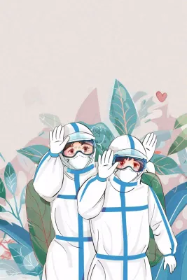 疫情防护医务工作者医疗卫生劳动节卡通插画背景